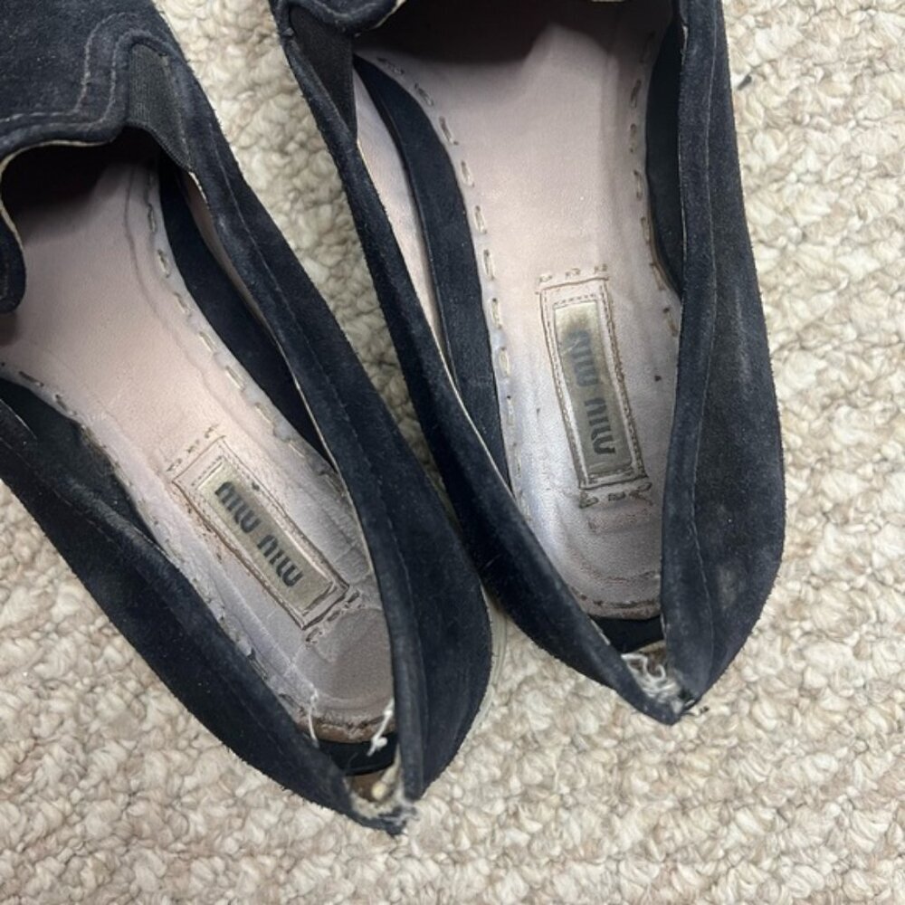 Miu Miu Black Flats with Silver Toe Cap - Picture 13 of 13